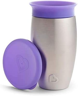 Munchkin Miracle Stainless Steel 360 Sippy Cup, Purple, 10 Ounce | Amazon (US)