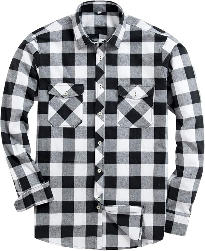 Alimens & Gentle Men's Button Down Regular Fit Long Sleeve Plaid Flannel Casual Shirts | Amazon (US)