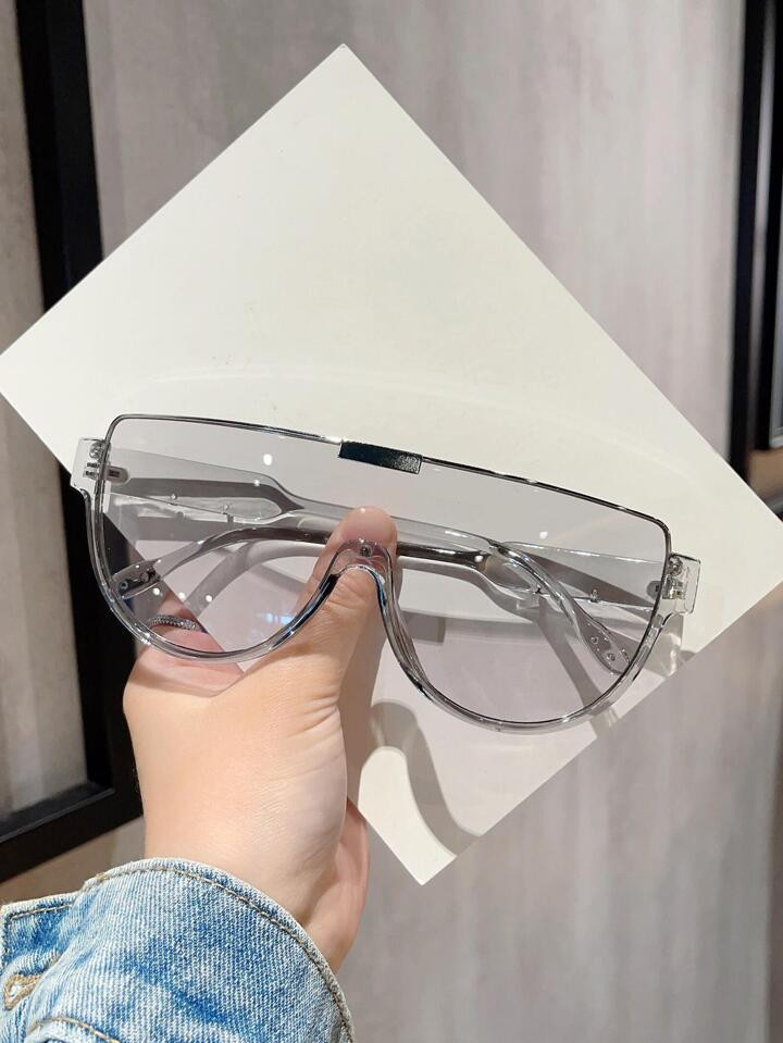 1pair Women Flat Top Shield Fashion Glasses | SHEIN