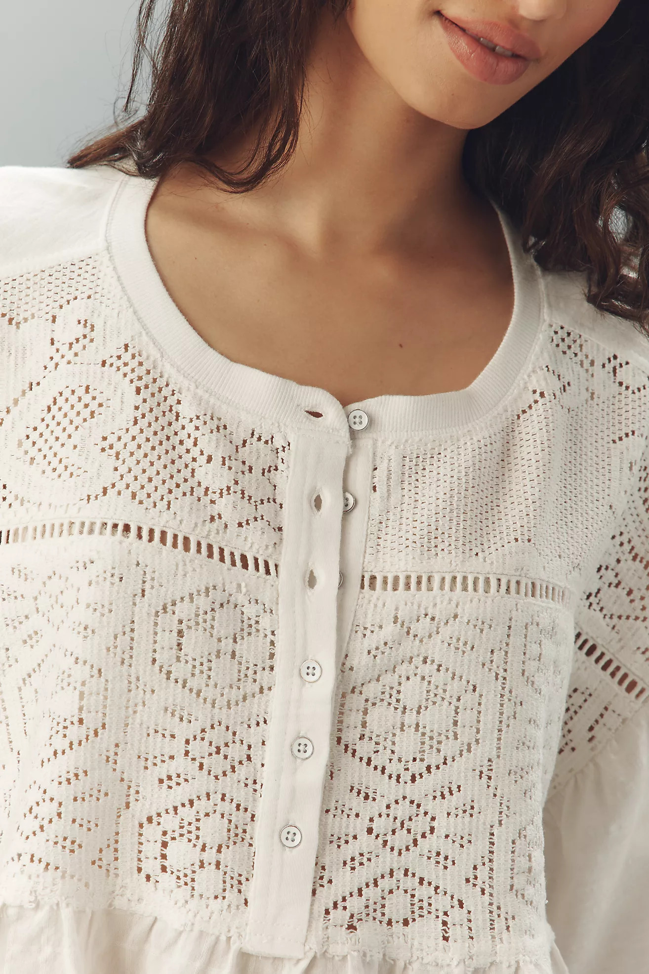 Pilcro Boxy Crochet Babydoll Blouse | Anthropologie (US)