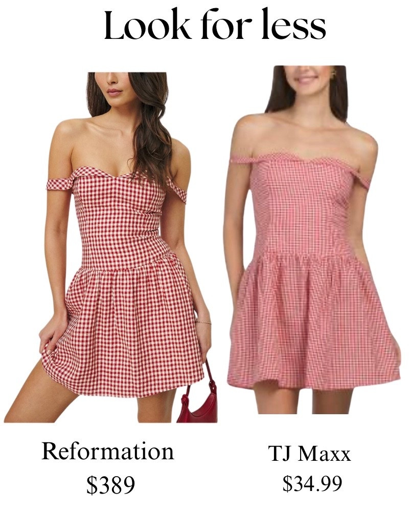 Reformation dress look for less, strapless, spring, summer, red gingham. TJ Maxx sale.

#LTKSaleAlert
