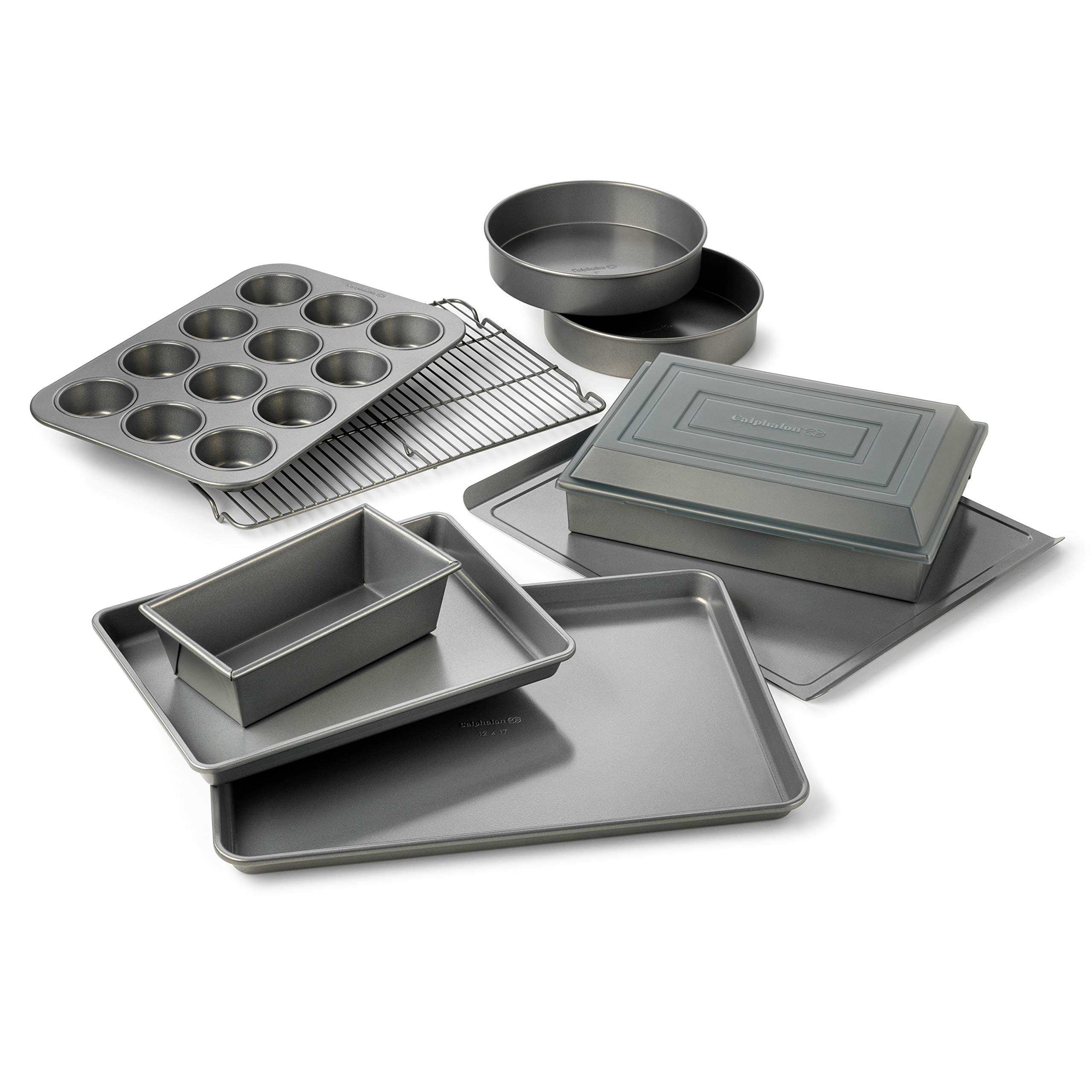 Calphalon 10-Piece Nonstick Bakeware Set, Includes Baking Sheet, Cookie Sheet, Cake Pans, Muffin ... | Amazon (US)