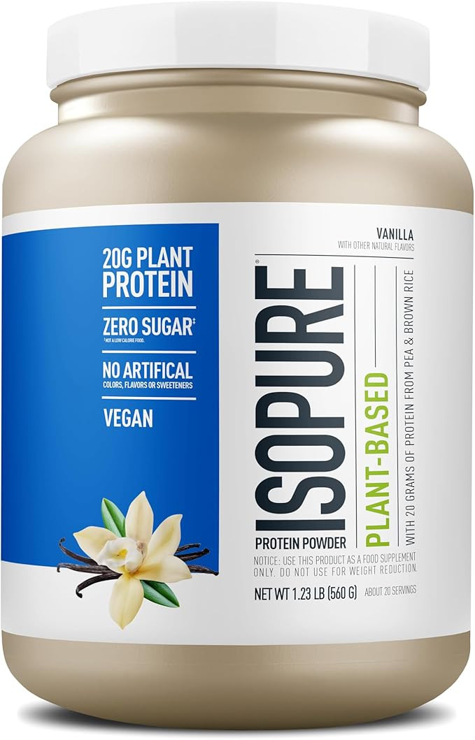 Isopure Plant-Based Protein Powder, Lactose Free, Gluten Free, With Iron, Vanilla, 20g Plant Prot... | Amazon (US)