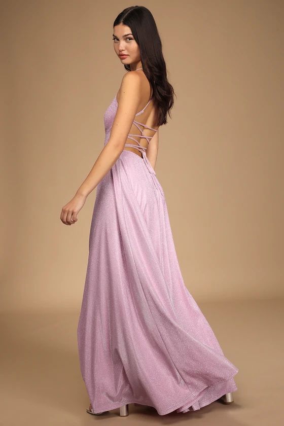 Have This Dance Shiny Pink Lace-Up Maxi Dress | Lulus (US)