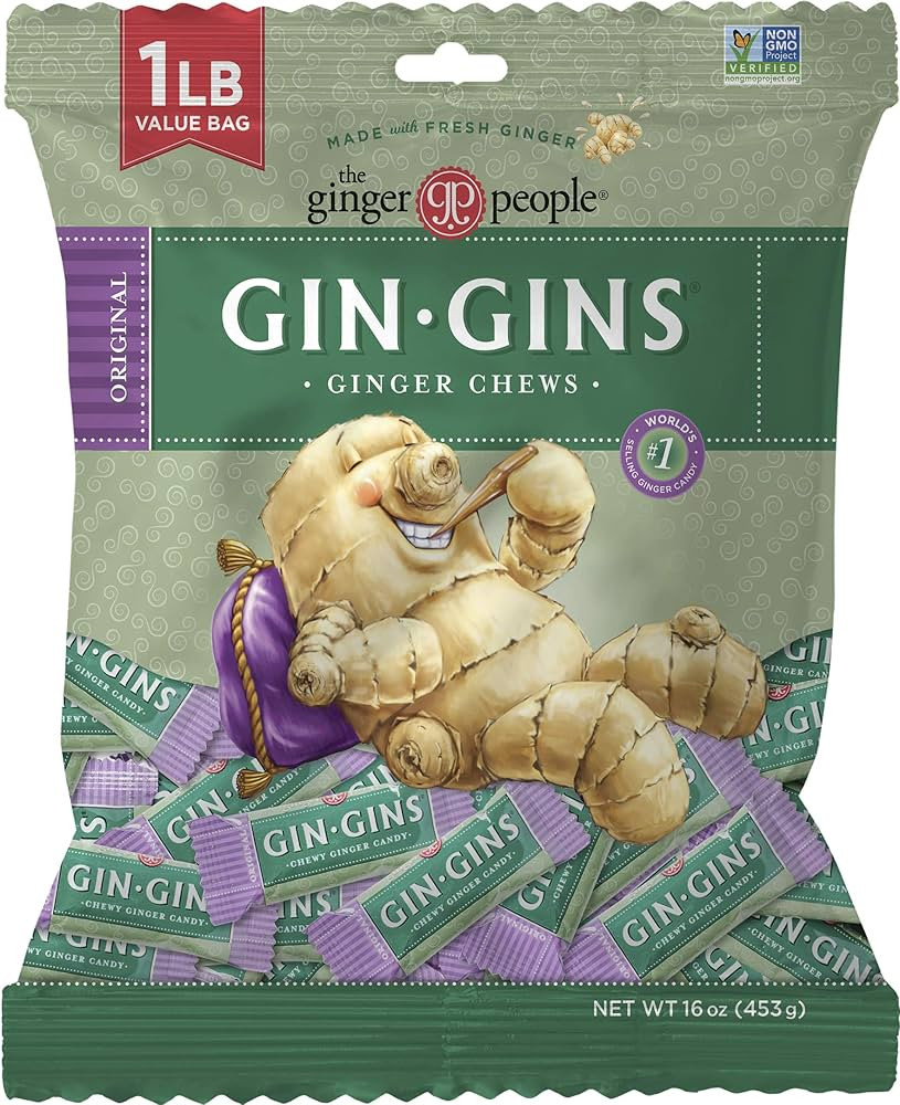 GIN GINS Original Chewy Ginger Candy by The Ginger People® - Anti-Nausea and Digestion Aid, Indi... | Amazon (US)
