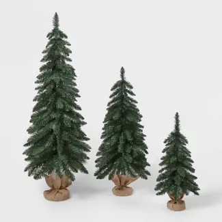 3pc Unlit Downswept Alberta Spruce Artificial Christmas Trees with Burlap Base - Wondershop™... | Target