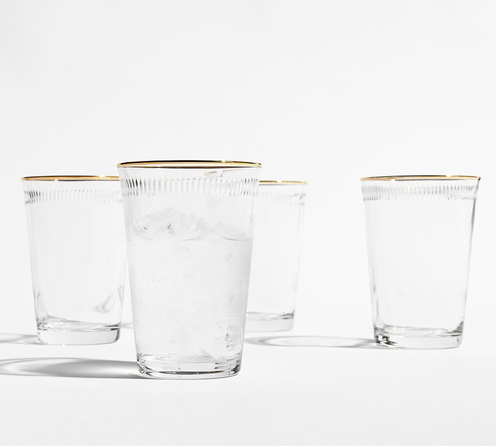 Etched Gold Rim Handcrafted Glass Tumblers - Set of 4 | Pottery Barn (US)