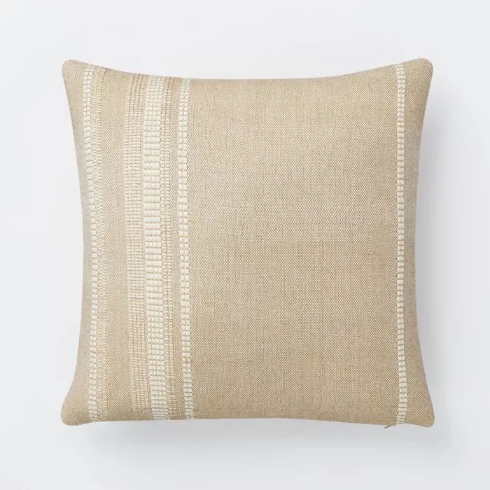 Woven Cotton Wool Striped Square Pillow Brown/Cream - Threshold™ designed with Studio McGee | Target