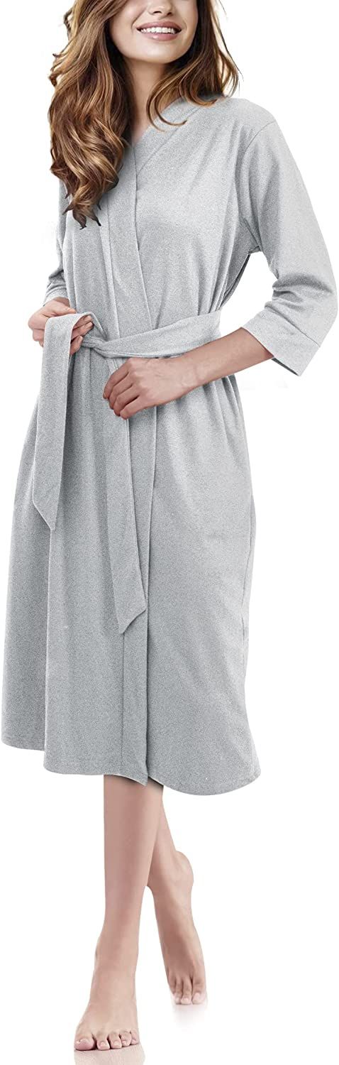 NY Threads Womens Robe Long Knit Bathrobe Lightweight Kimono Robe for Women Soft Sleepwear Ladies... | Amazon (US)