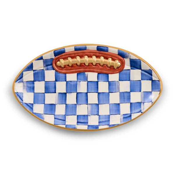 MacKenzie-Childs Royal Check Ceramic Football Platter | MacKenzie-Childs