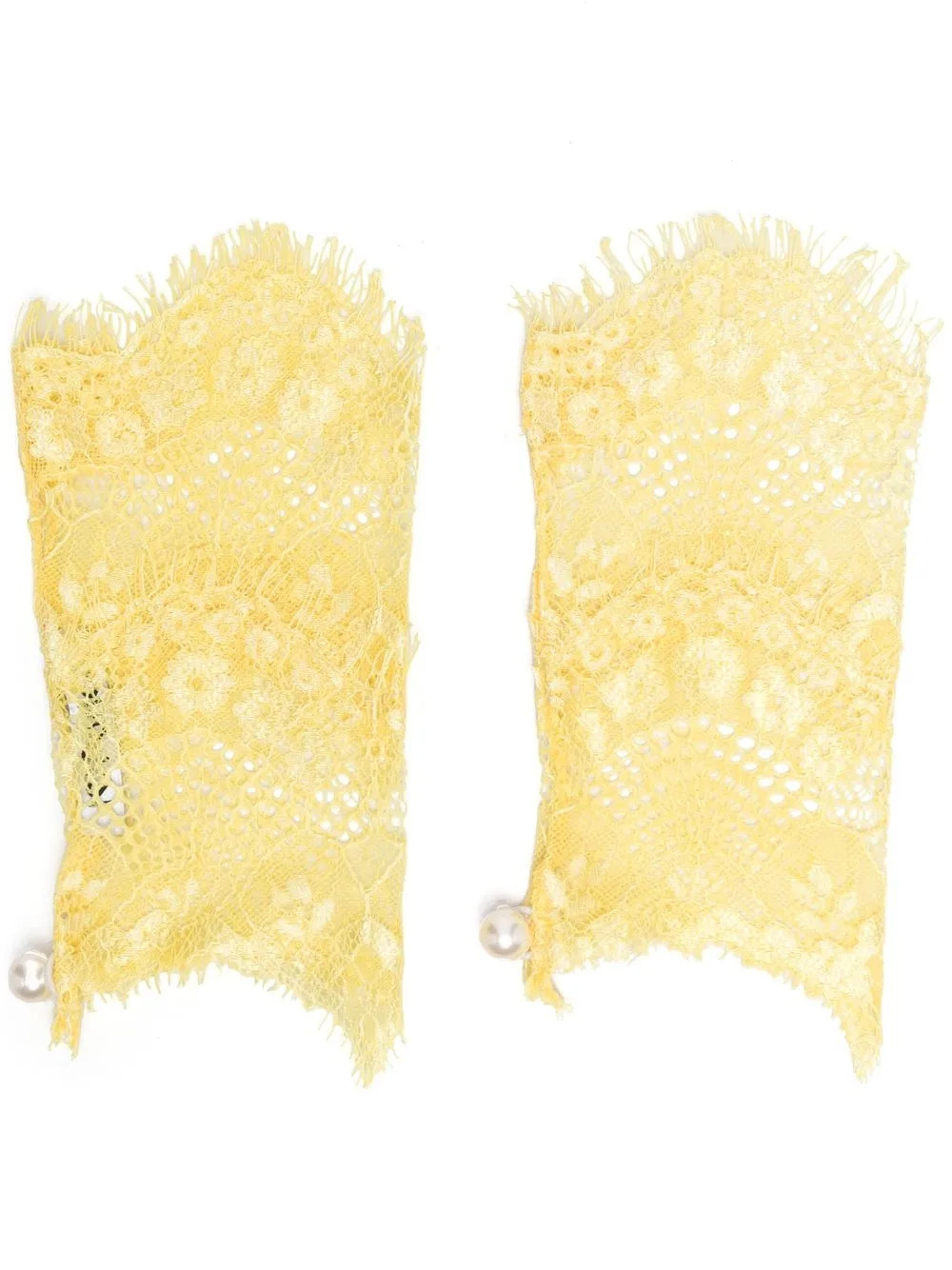 The DetailsParlorfingerless lace glovesyellow scallop edge fingerless design rear button fastenin... | Farfetch Global