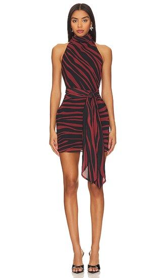 x REVOLVE Sandrine Mini Dress in Black Brown Zebra | Revolve Clothing (Global)