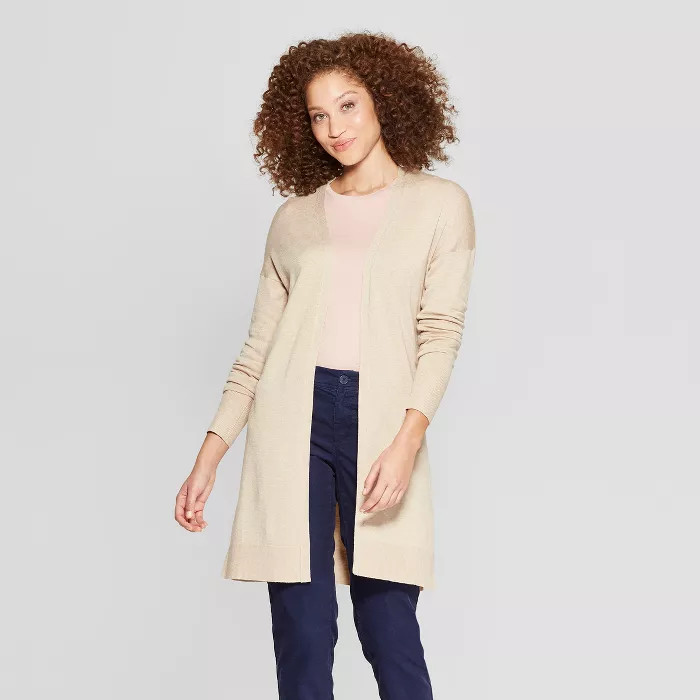 Women's Long Sleeve Back Belt Open Cardigan Sweater - A New Day™ | Target