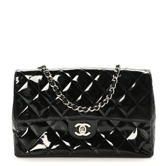 Patent Quilted Medium Single Flap Black | FASHIONPHILE (US)
