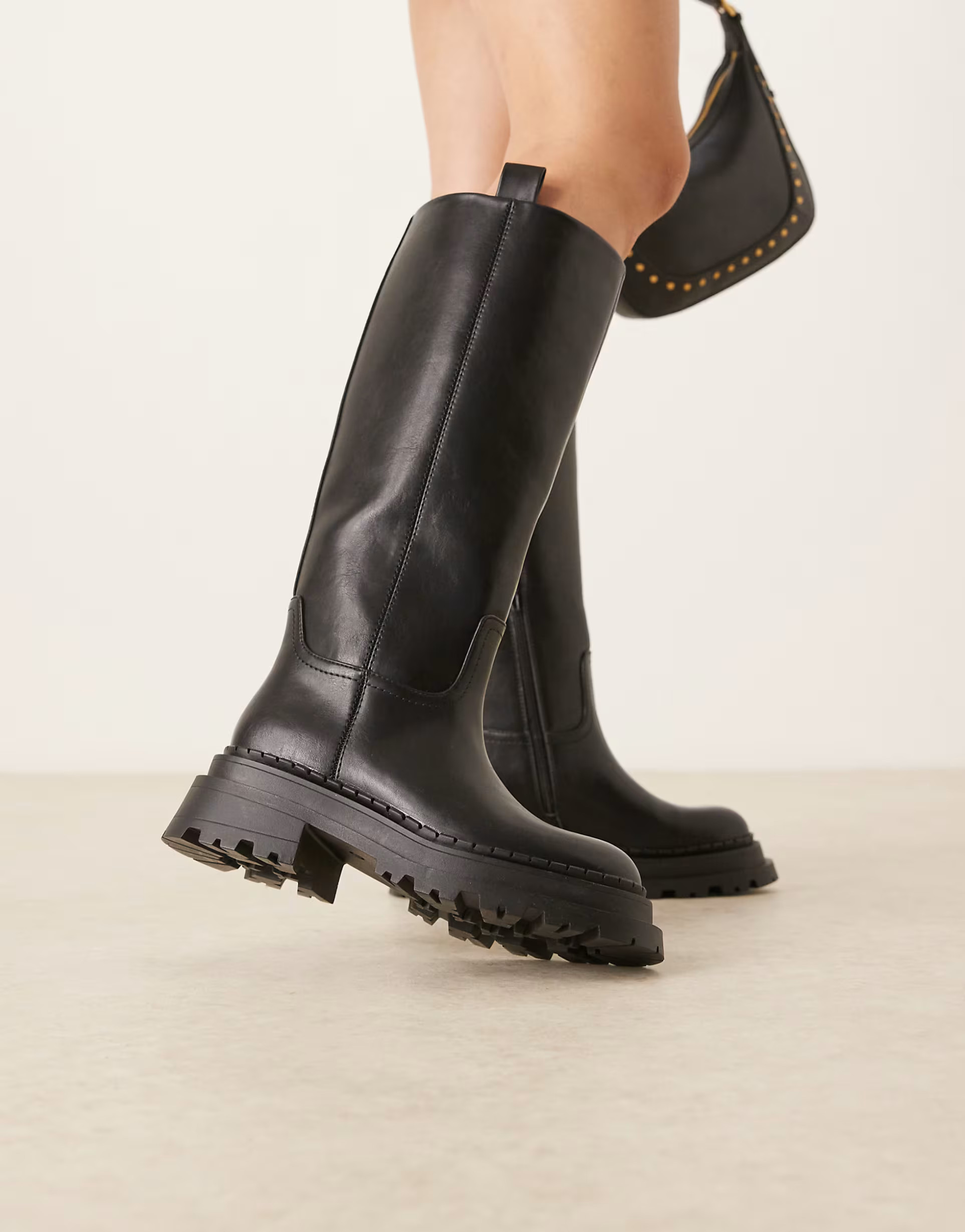 ASOS DESIGN Cecilia chunky flat knee boots in black | ASOS | ASOS (Global)