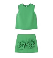 Summer Women 2 Piece Skirt Sets Sleeveless Crop Tank Top and Mini Skirt Matching with 3D Flower S... | Amazon (US)