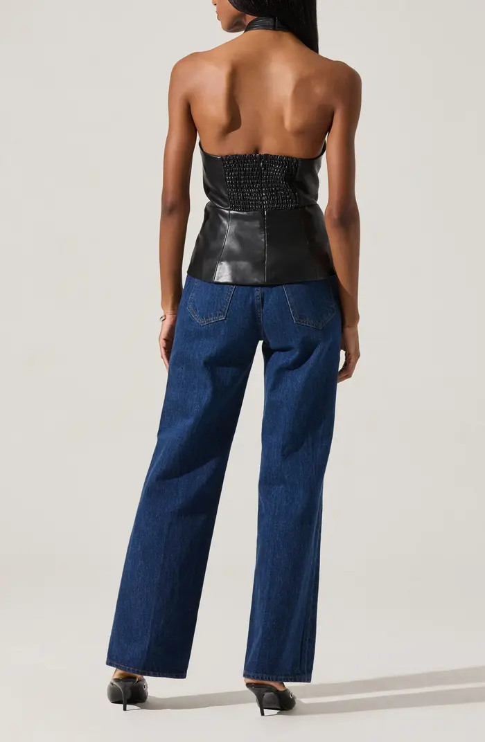 Yaritza Faux Leather Halter Top | Nordstrom