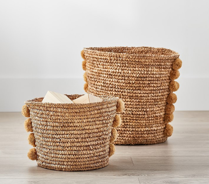 Woven Pom Pom Storage | Pottery Barn Kids