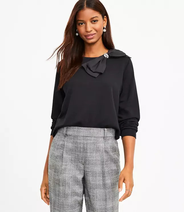 Jeweled Bow Sweatshirt | LOFT