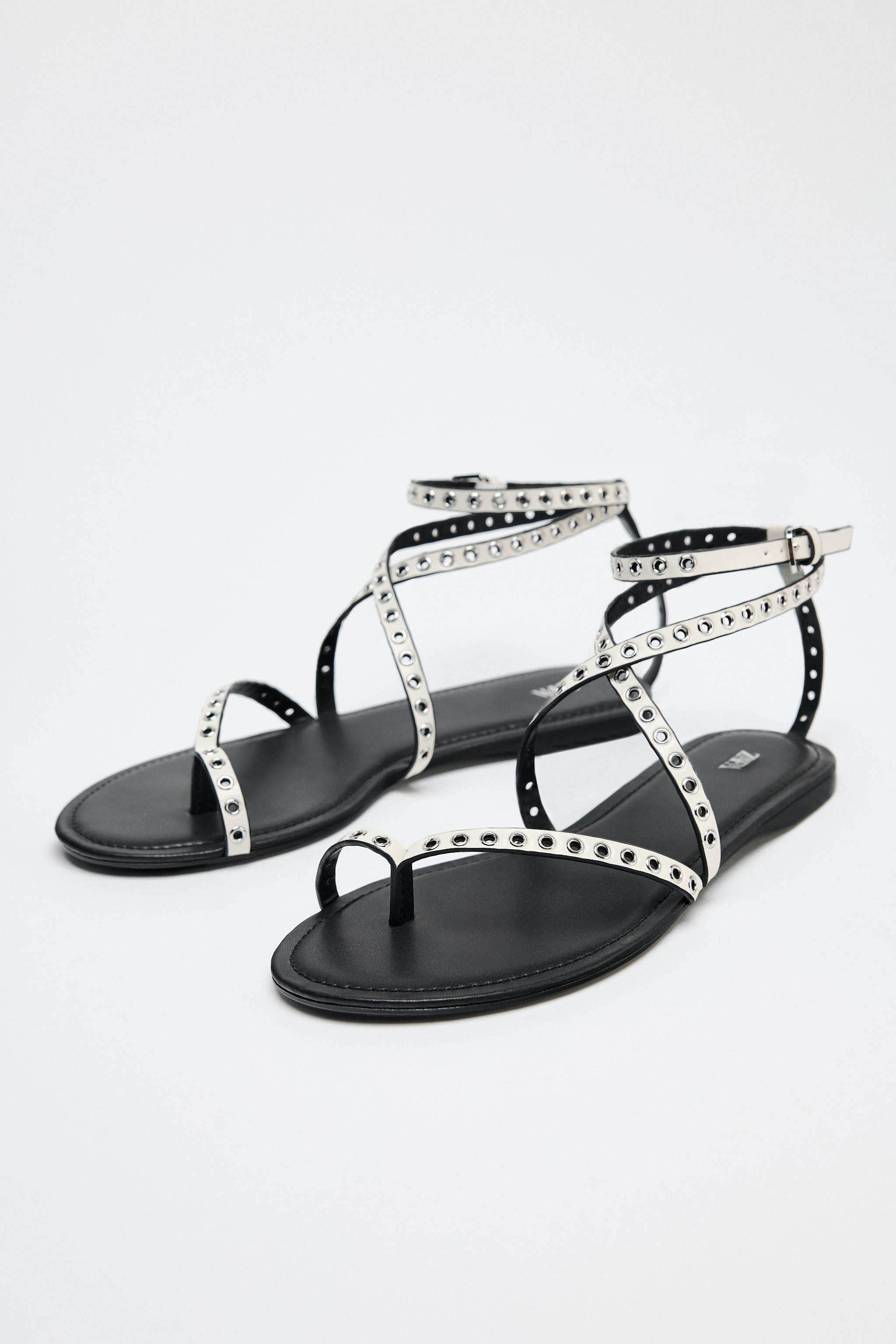 FLAT STUDDED SLIDER SANDALS | Zara UK