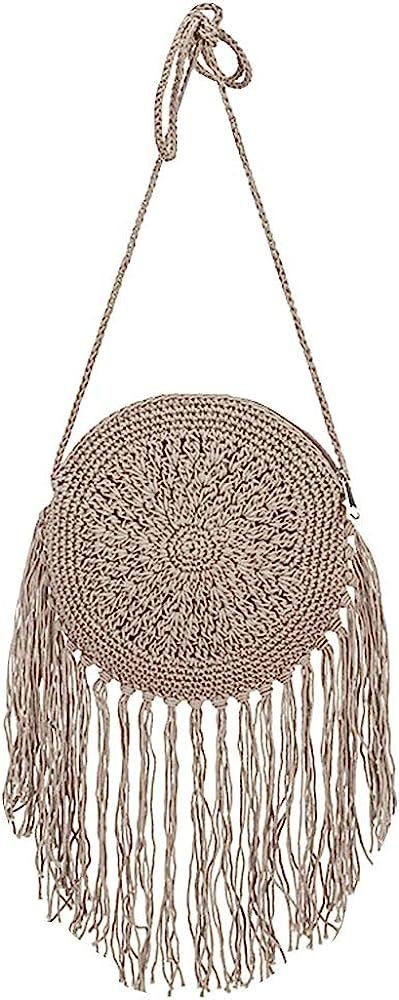 Van Caro Women's Cotton Crochet Tassel Shoulder Purse Bohemian Messenger Bag | Amazon (US)