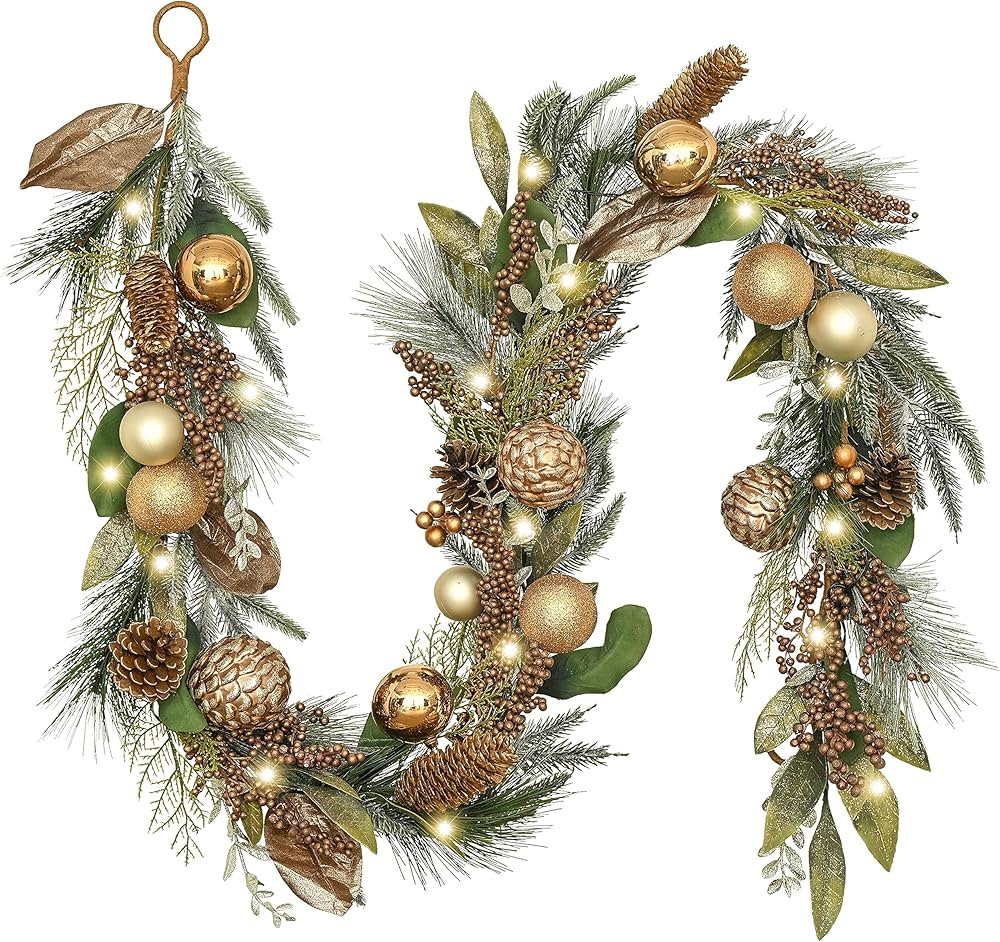 Valery Madelyn Pre-Lit Christmas Garland with Lights for Mantle, 6 feet Lighted Battery Operated ... | Amazon (CA)