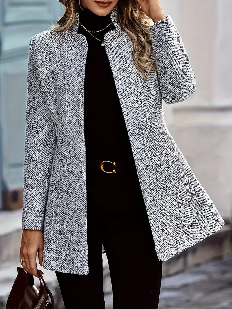 Open Front Textured Blazer Elegant Long Sleeve Blazer For - Temu | Temu Affiliate Program