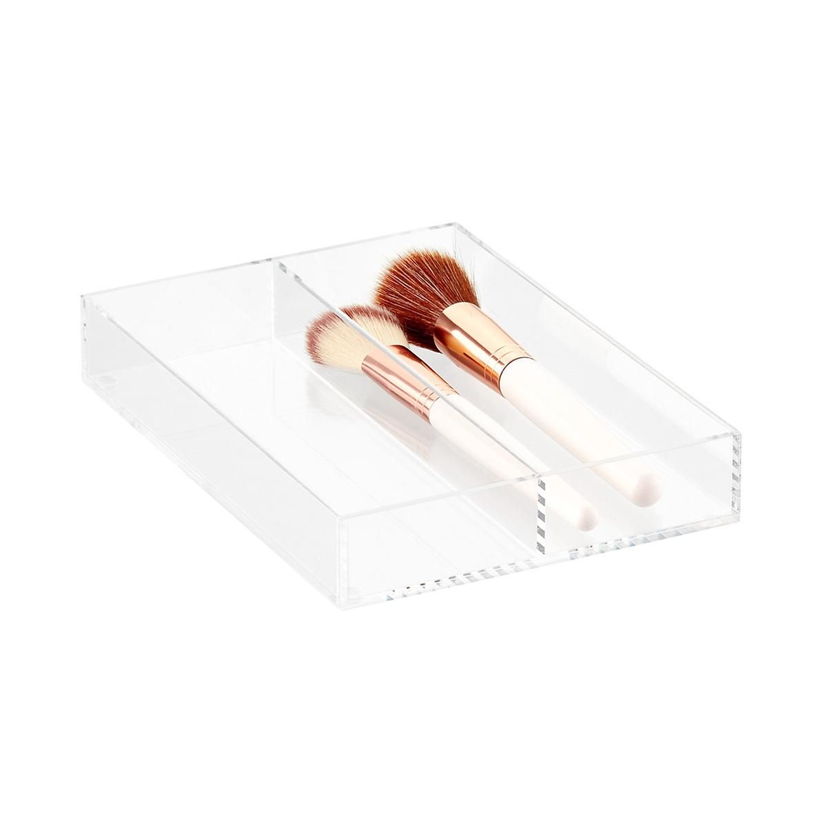 Luxe Acrylic Long 2-Section Divided Drawer Insert | The Container Store