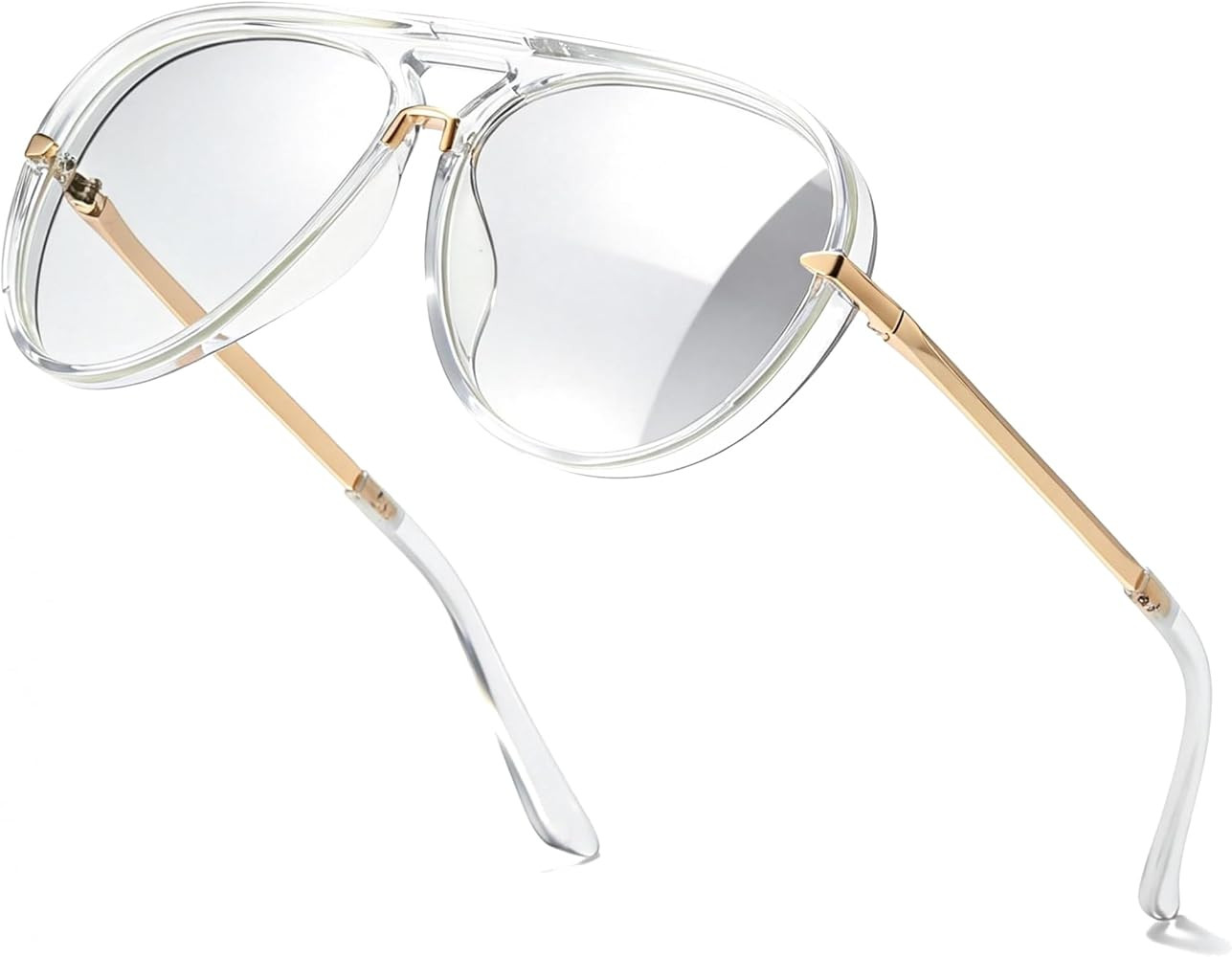 SIPHEW Retro Aviator Sunglasses for Women Trendy Shades Oversized Vintage Double Bridge Sun Glass... | Amazon (US)