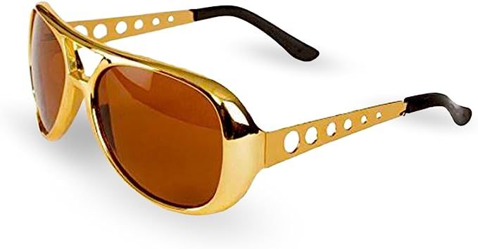 Big Mo's Toys Rockstar 50’s, 60’s Style Aviator Shades, Gold Celebrity Sunglasses 1 Pair | Amazon (US)
