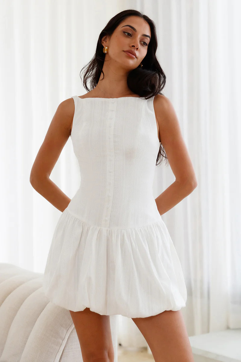 Dainty Style Mini Dress White | Fortunate One