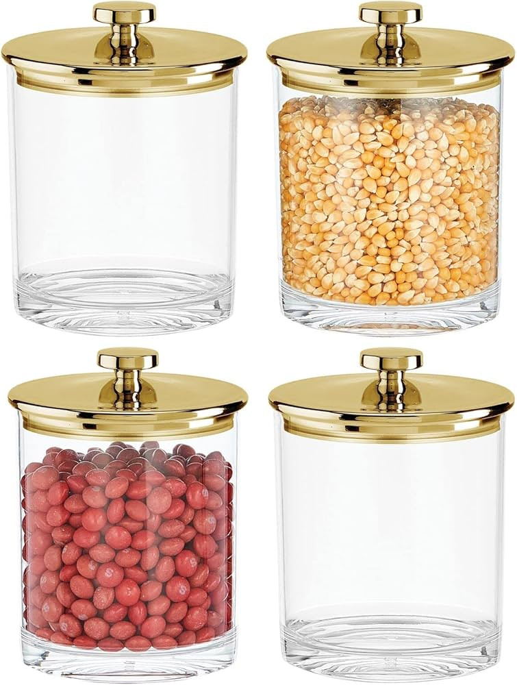 mDesign Small Airtight Apothecary Storage Organizer Canister Jars - Plastic Containers for Kitche... | Amazon (US)