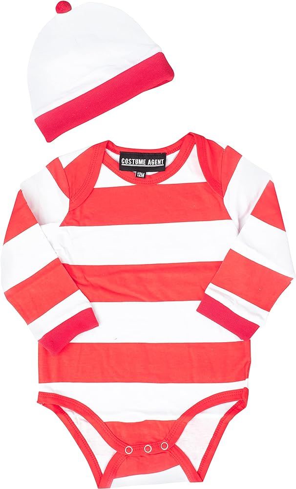 Where is Waldo Costume Toddler One Piece Romper Bodysuit with Hat | Amazon (US)