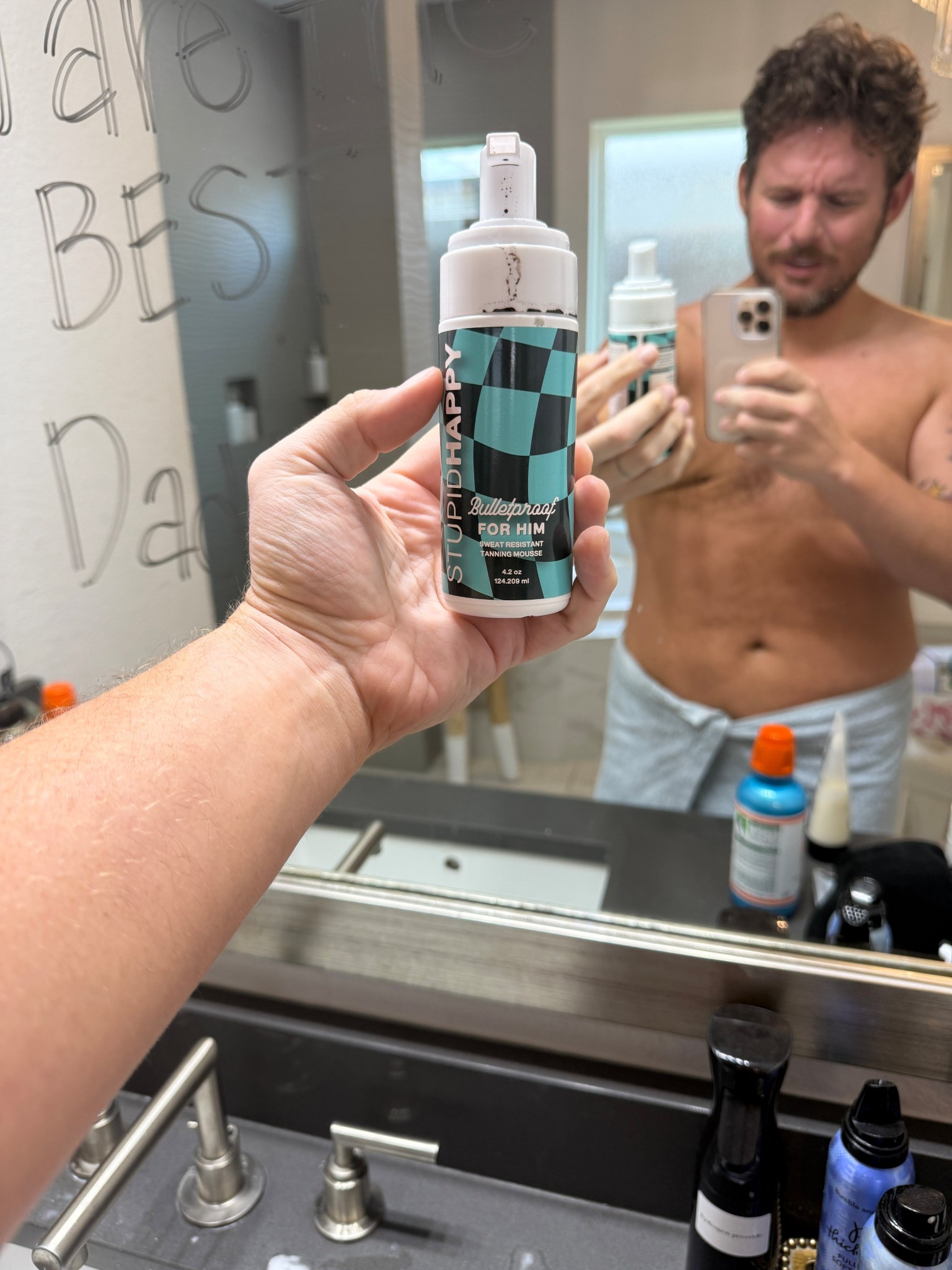 Stupid Happy Tanning Mousse
Get stupid happy with our tanning mousse! Achieve a flawless, natural glow effortlessly. Men's tanning mousse: Easy application, natural looking tan, streak-free, confidence boost, quick-dry.

#LTKOver40 #LTKSummerEdit #LTKMens