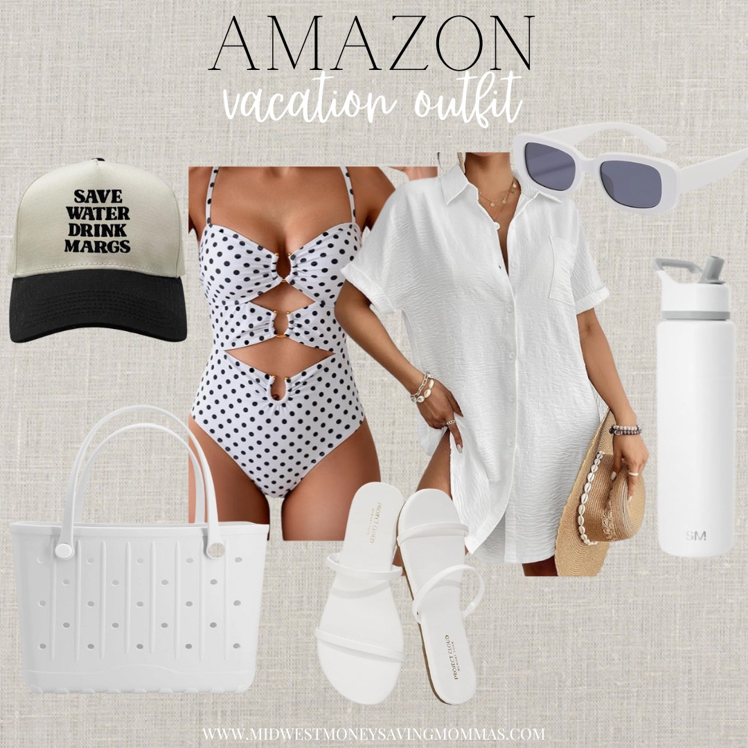 Monochromatic vacation outfit 

Polka dot swimsuit  swimsuit coverup sunglasses beach outfit  trucker hat  water bottle beach bag  sandals 

#LTKgrwm #LTKmomlife #LTKootd