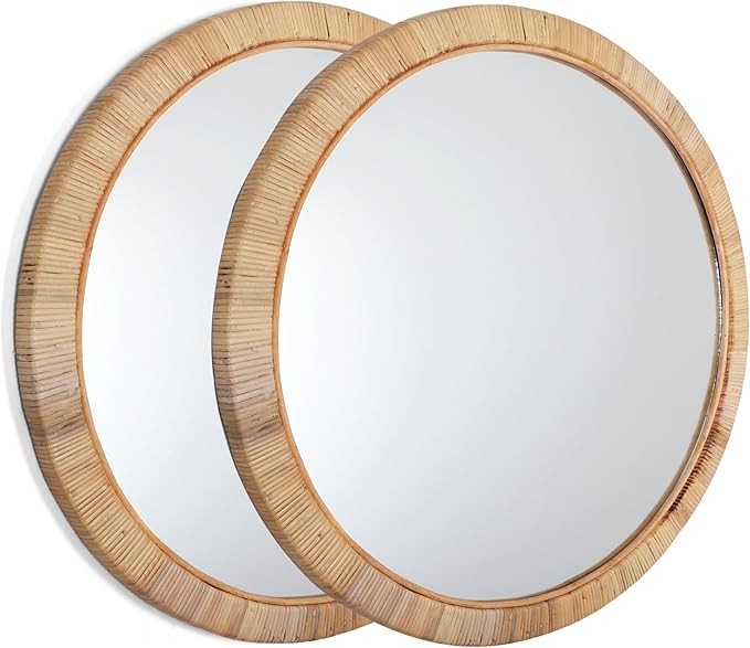 Rutledge & King Wall Mirror Rattan Mirror - Mirror Wall Decor - Wall Mirrors Decorative - Rattan ... | Amazon (US)