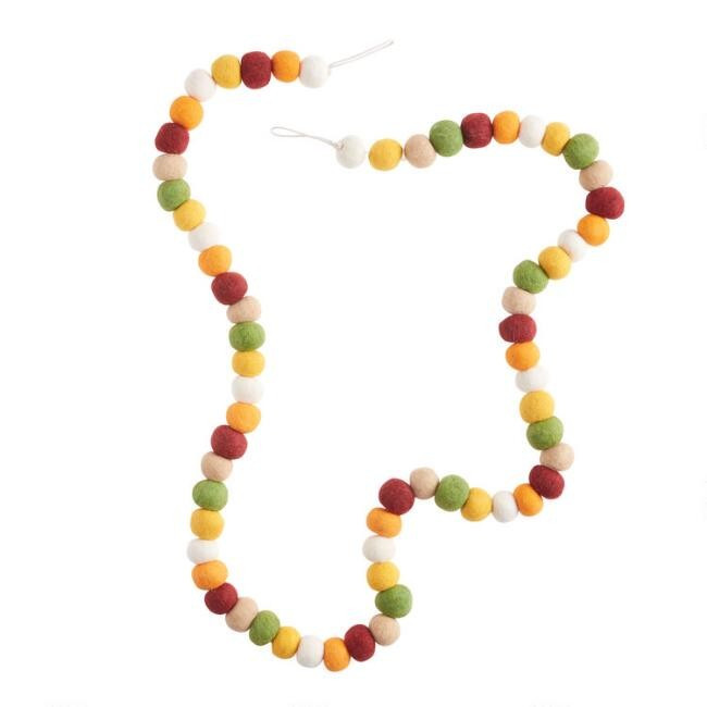 Felted Wool Harvest Pom Pom Garland | World Market
