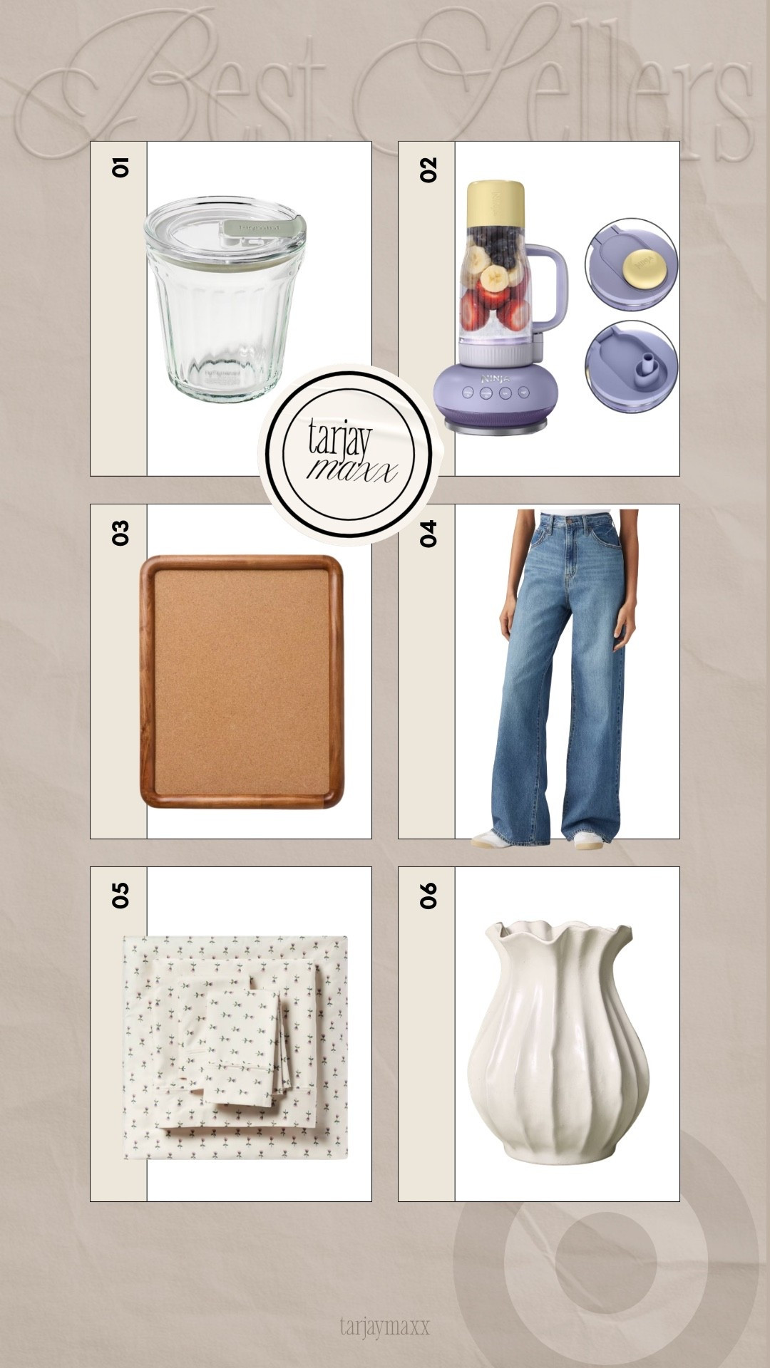 These are the top 6 Target best sellers right now you guys are loving! You’ve got the aesthetic glass container that’s perfect for overnight oats or pantry organization, the Ninja tumbler blender that everyone is using for quick smoothies and matcha, the Hearth & Hand wood board that instantly elevates your kitchen, the Levi’s high-rise cinch baggy jeans that are that perfect relaxed winter denim fit, the Queen performance thread count sheets that feel way more luxe than the price, and the pleated ceramic vase that gives effortless neutral home decor energy. It’s the mix of fashion, home, and everyday essentials that just works — practical but still elevated. If you’ve been refreshing your space or wardrobe for the new season, this lineup is a solid place to start.🎯🏆
date night outfits, winter denim, vacation outfits beach, work outfits, resort wear, easter basket boys, plus size fashion, business casual workwear, sunday hoodie, rodeo outfit inspo, target best sellers, neutral home decor, kitchen organization finds, casual chic style, elevated basics, spring refresh finds

#LTKootd #LTKgrwm #LTKdayinmylife