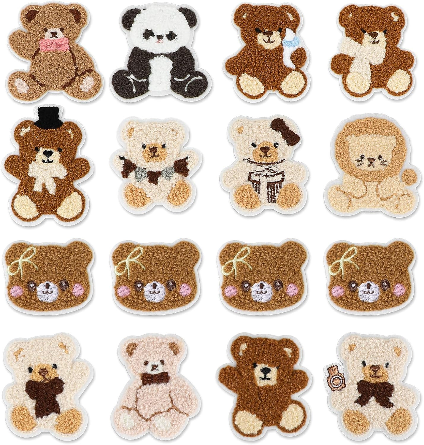16pcs Plush Bear Iron/Sew On Patches Cartoon Cute Iron on Patches for Baby Onesies Animal Embroidered Applique for Clothes Hat Bag Jeans Pants Jackets Dress Shirt Backpacks DIY Accessories | Amazon (US)