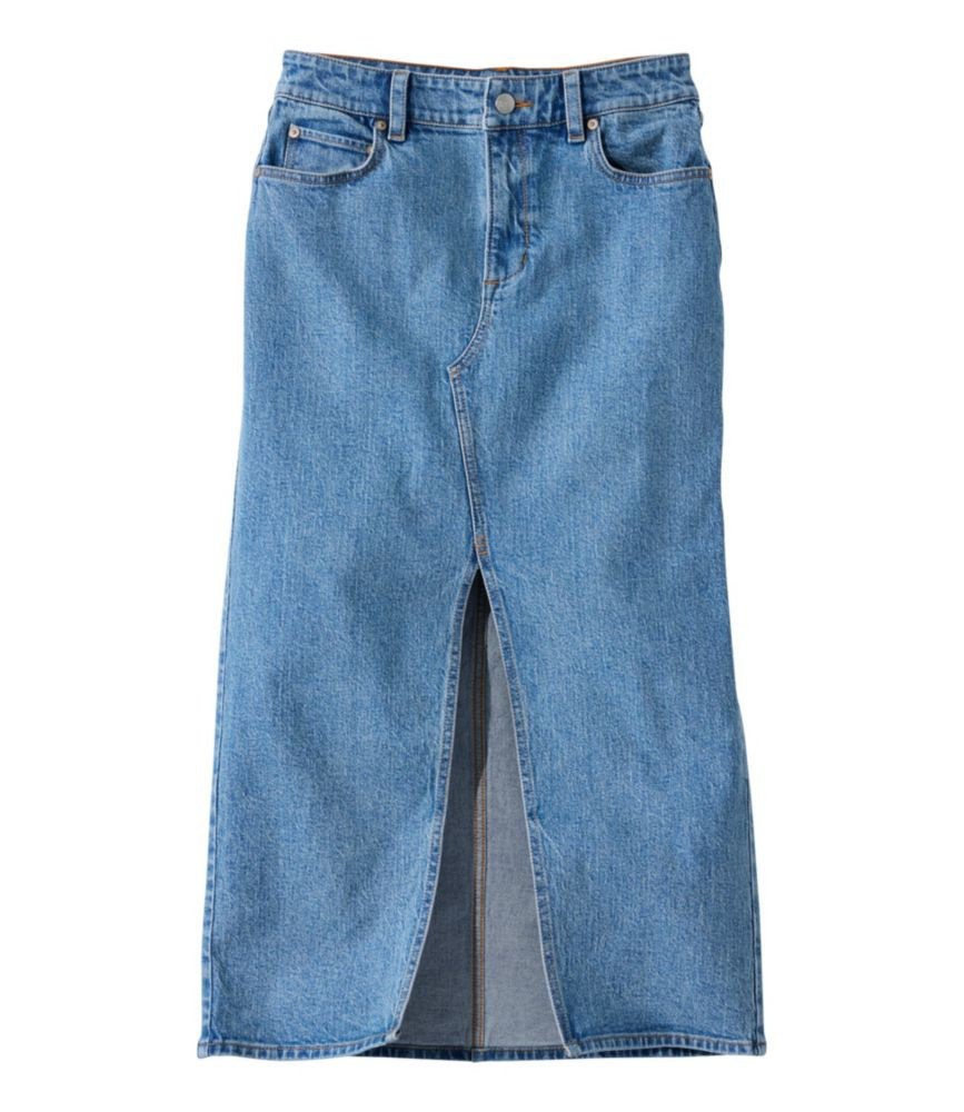 Women's Signature Heritage Denim Midi Skirt Tumbled Indigo 4, Cotton L.L.Bean | L.L. Bean