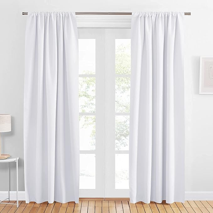 PONY DANCE Pure White Curtains - 42 x 90 inches Long Window Covering Rod Pocket Soft Fabric Polye... | Amazon (US)