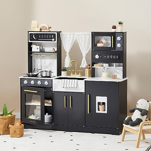 Tiny Land Play Kitchen for Kids, Wooden Play Kitchen Sets for Girls and Boys, New Modern Toddler Kitchen Toy Kitchen Designed in Trendy Home Style, Gift for Ages 3+ | Amazon (US)