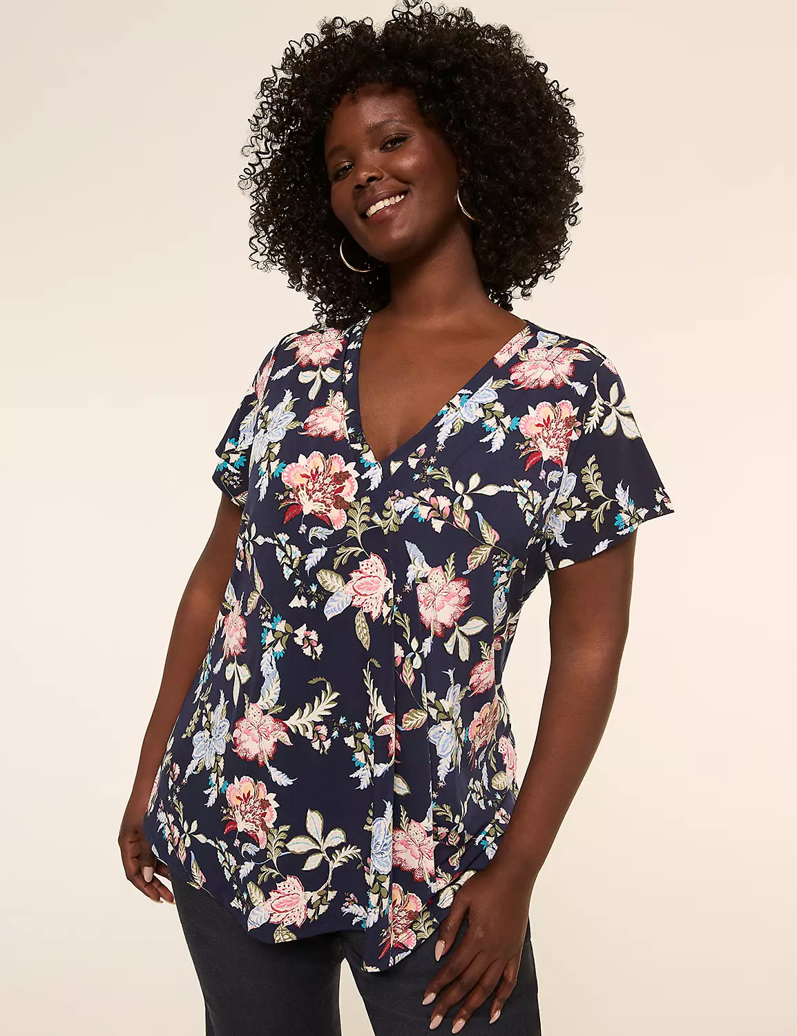 Swing Cap-Sleeve Pleat-Front Top | LaneBryant | Lane Bryant (US)