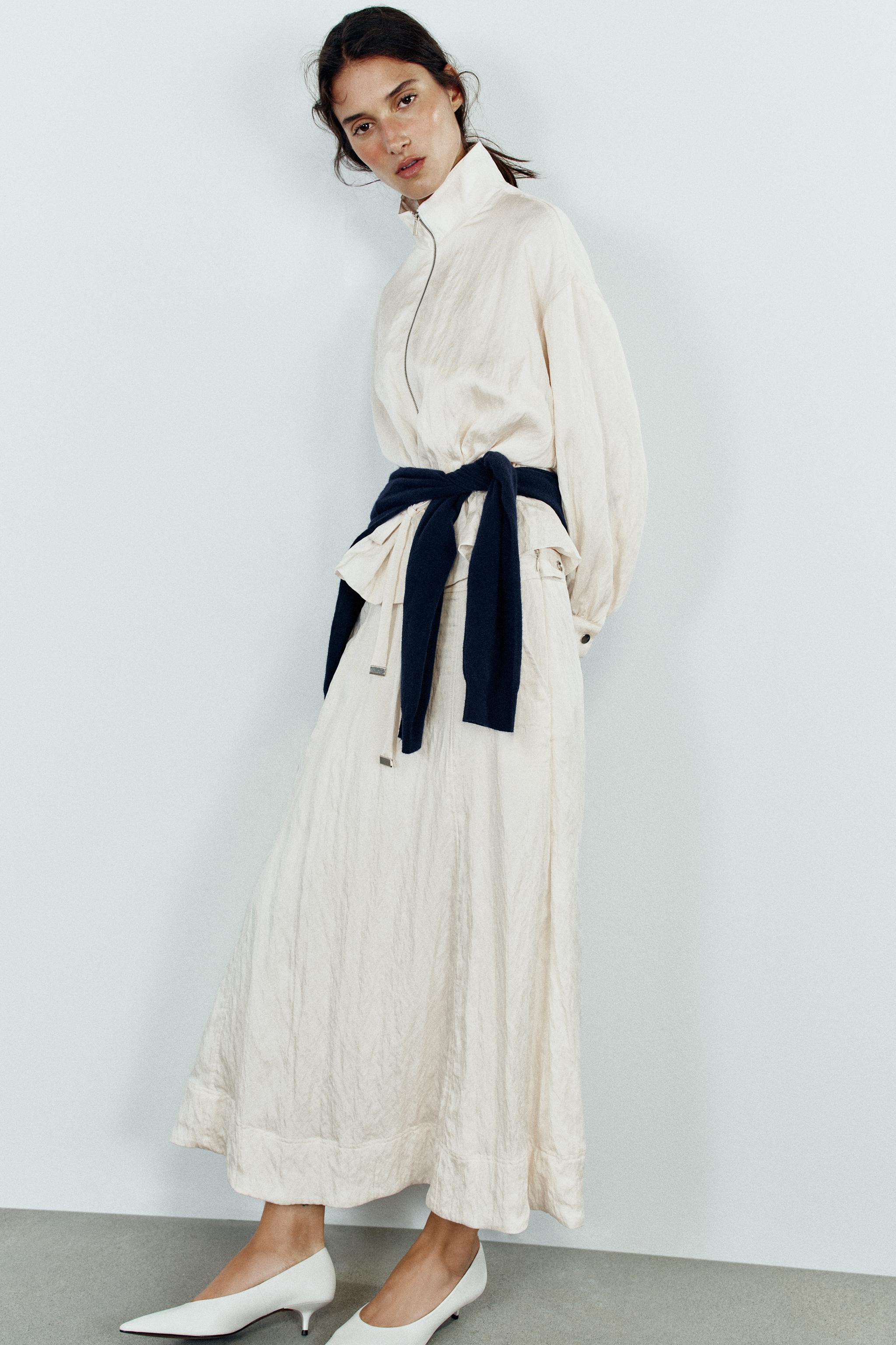 CRINKLE-EFFECT MIDI SKIRT | Zara US