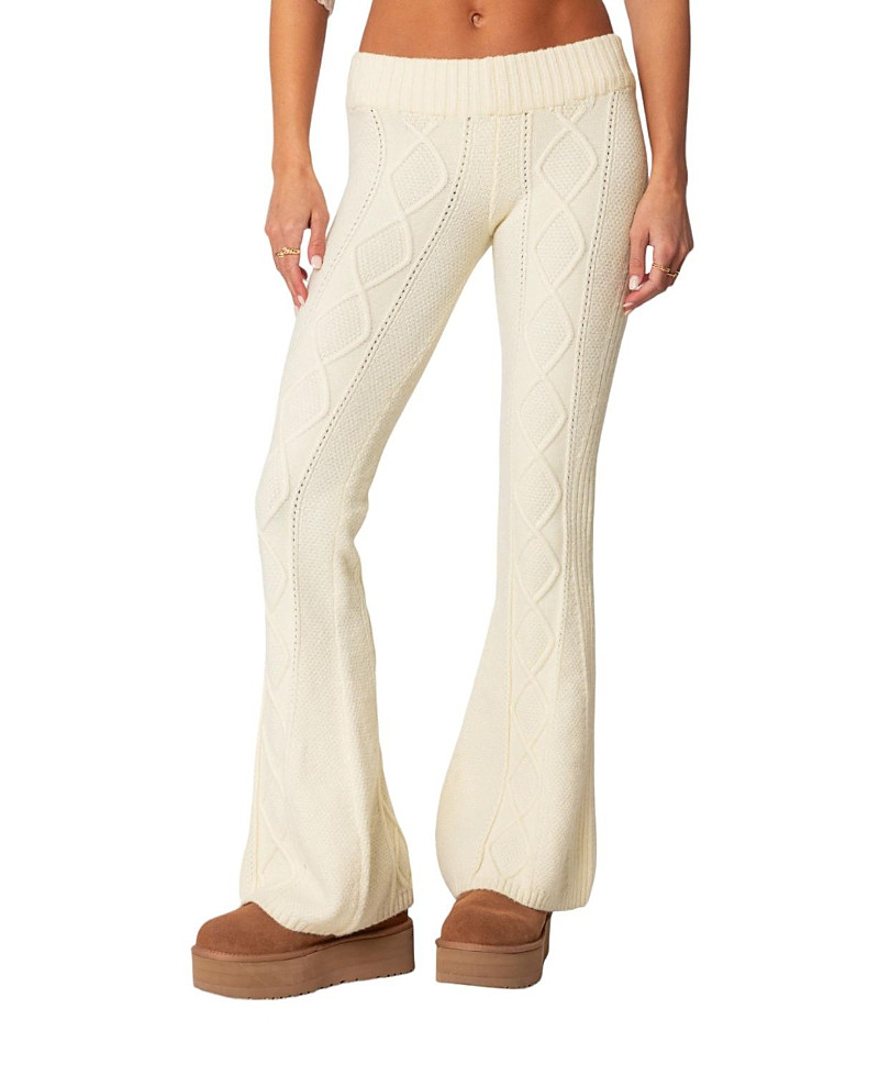 Edikted Ray Cable Knit Flared Pants | Bloomingdale's (US)