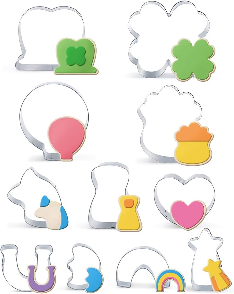 Lucky Charms Stainless Steel Cookie Cutters, 11pcs St Patricks Day Cookie Cutters Kitchen Baking ... | Amazon (US)