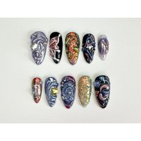 Galactic 3D Press On Nails | Handcrafted With Cosmic & Star Designs Perfect For A Bold Look Gel X Jb331Ac | Etsy (US)