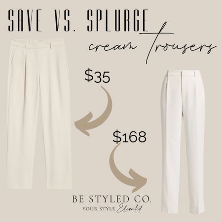 Save vs splurge cream trousers - cream pants for summer - look for less 

#LTKSeasonal #LTKFindsUnder100 #LTKStyleTip