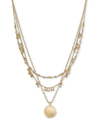 Style & Co Mixed-Metal Layered Beaded Pendant Necklace, 17 | Macy's Canada