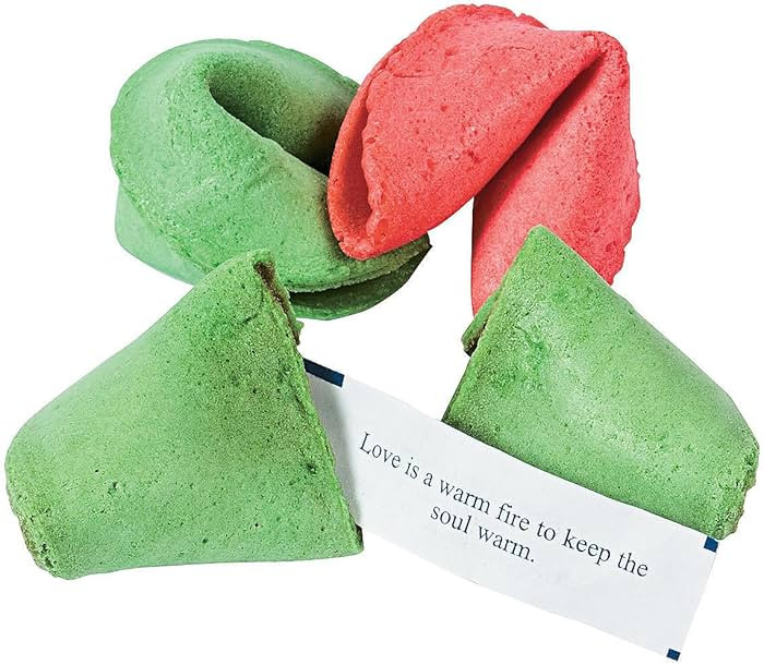 12 Ounces Christmas Red & Green Wrapped Fortune Cookies - 50 Pieces - Great for Holiday Parties, ... | Amazon (US)